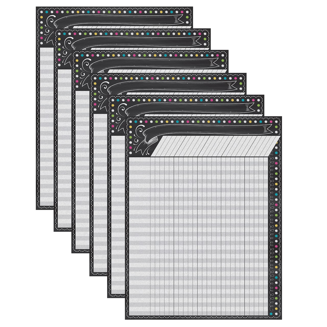 Teacher Created Resources Chalkboard Brights Incentive Chart, 6 Pack
